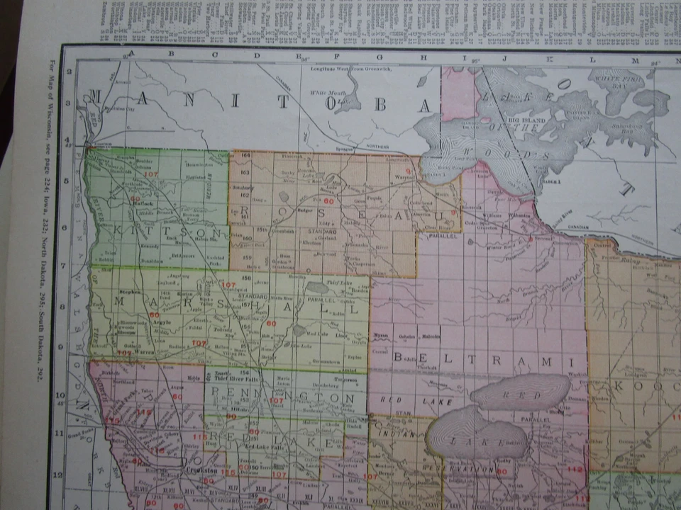 MN 1911 MINNESOTA RAILROAD Wall Map SOO MINNEAPOLIS St PAUL & SAULT STE MARIE RR - Image 4 of 4