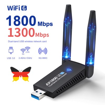 WiFi Adapter 1800Mbps WLAN Empfänger Stick Dongle USB 3.0 Dual Band für PC MAC