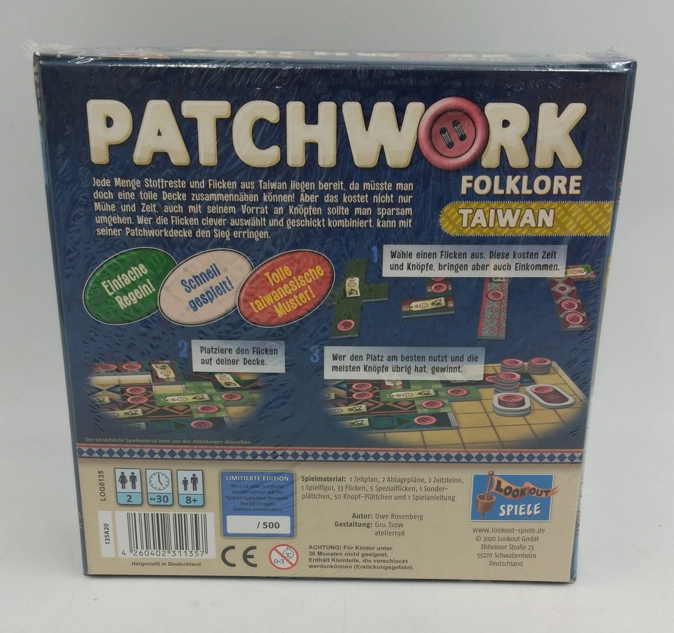 Patchwork Folklore Taiwan für 2 Spieler Limitierte Edition Asien Rosenberg NEU - Bild 3 von 4