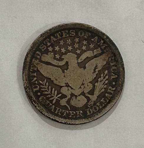 Cuarto de barbero 1899 con hermosa moneda de plata de 25 c de Estados Unidos con tono arco iris - Imagen 4 de 4