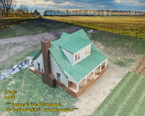 N Scale Building - Pre-Cut CARDSTOCK PAPER Cape Cod Style House CCN02 - Bild 7 von 8