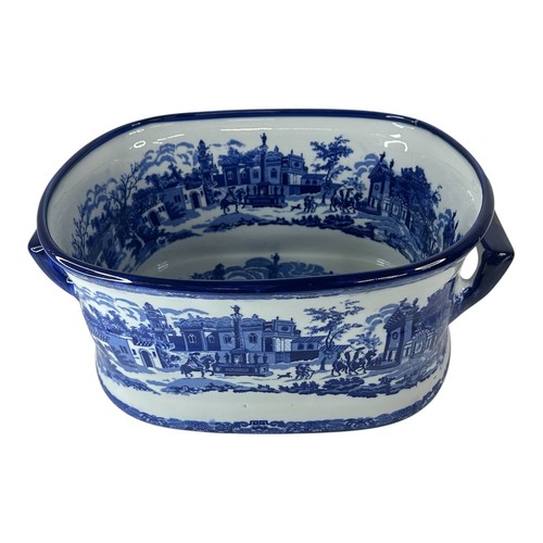 Großes chinesisches blaues Eisensteinbecken Chinoiserie Fußbad Pflanzgefäß - Bild 2 von 10
