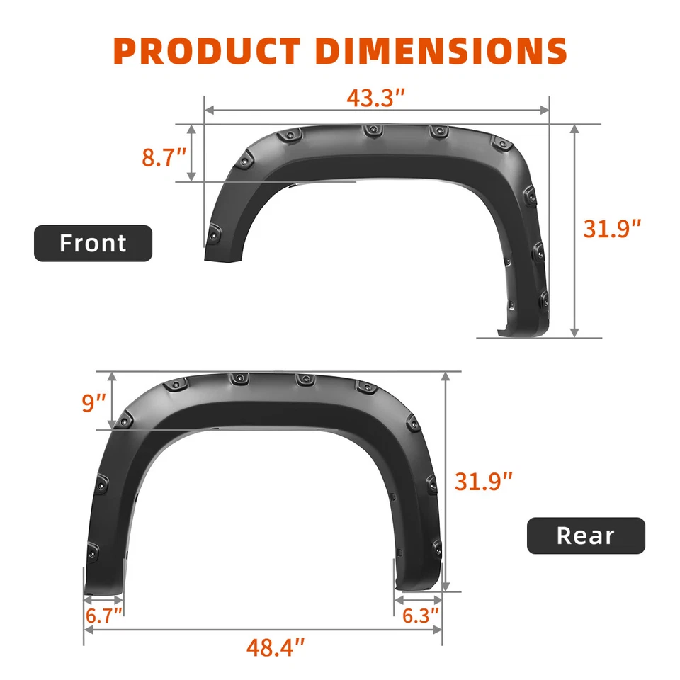 Fender Flares 6.5 & 8FT Bed For 07 - 13 GMC Sierra 1500 Pocket Rivet Smooth 4PCS Foto 2 de 4