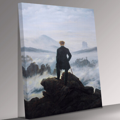 Caspar David Friedrich Wanderer über dem Meer Leinwand Wandbild Bild Druck