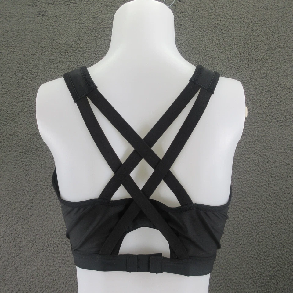 Sujetador deportivo Glamorise deportivo para mujer de alto impacto con cremallera frontal 40F negro #4575 Foto 4 de 4