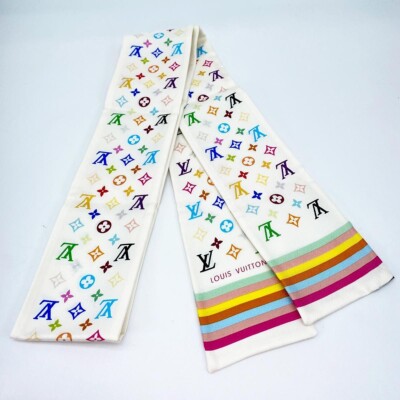 LOUIS VUITTON Bandeau Scarf M71991 Logo Monogram Multicolor Silk