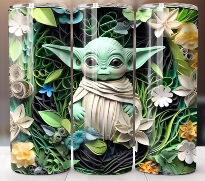 Baby Yoda 3D Tumbler 20oz Insulated Travel Mug Stainless Steel Mug Cup Straw Lid