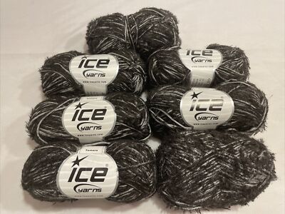 ICE Yarns Lot Tamara (7) Rolls Black White