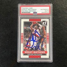 2014-15 Donruss #56 Wesley Matthews Signed Card AUTO PSA Slabbed Trailblazers