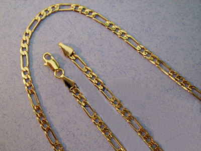 Gold Figaro Chain 20 inch 5mm 24k Gold 