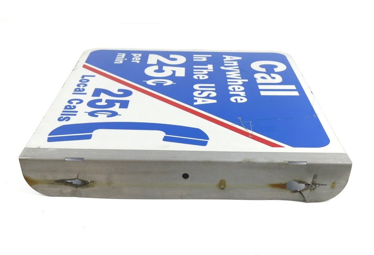 Vintage Pay Phone Sign - Call Anywhere in the USA 25¢ - Double