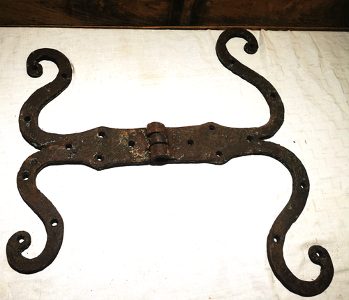 ANCIENNES TRES GROSSES PENTURES CHARNIERES FER FORGE 19 ème PORTE CHATEAU MANOIR - Photo 4/11