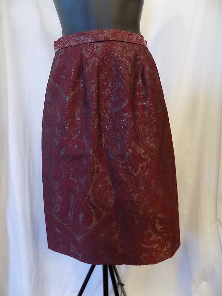 VALE LA PENA Vino y Carbón Brillo 2 piezas Mezcla Lana Falda Traje Mujer 6/8 EE. UU. (304) Foto 2 de 4