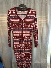 COSMIC LOVE ONE PIECE X-MAS LLAMA WINTER PAJAMAS PRE OWNED SIZE SM WOMENS 