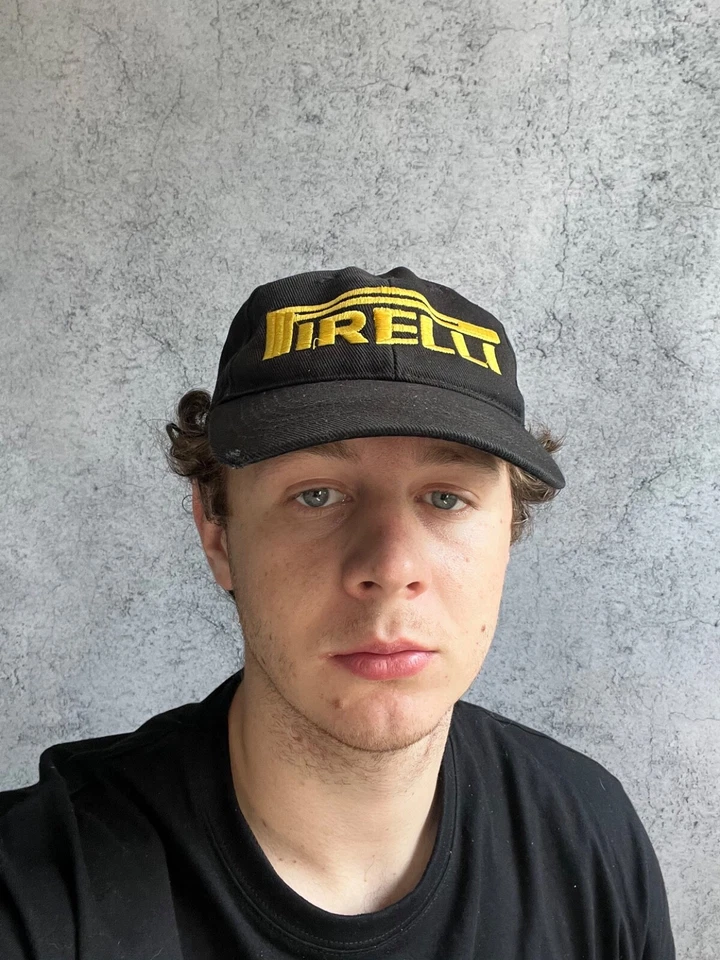 Gorra de béisbol Pirelli para hombre talla 58 cm negra con logotipo bordado Y2K 100 % algodón Foto 2 de 4