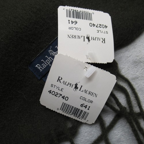 Ralph Lauren Lambswool Scarf Green Embroidered Logo Fringe Scotland 60" READ - Picture 4 of 8