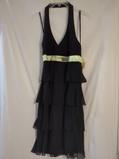 VTG B Darlin Women's Sz 3/4 Black Halter Ruffle Tiered Dress NWT!         [PT10]