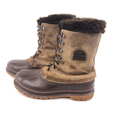 Sorel Brown Leather Winter Snow Boots Mens Size 8 Waterproof 