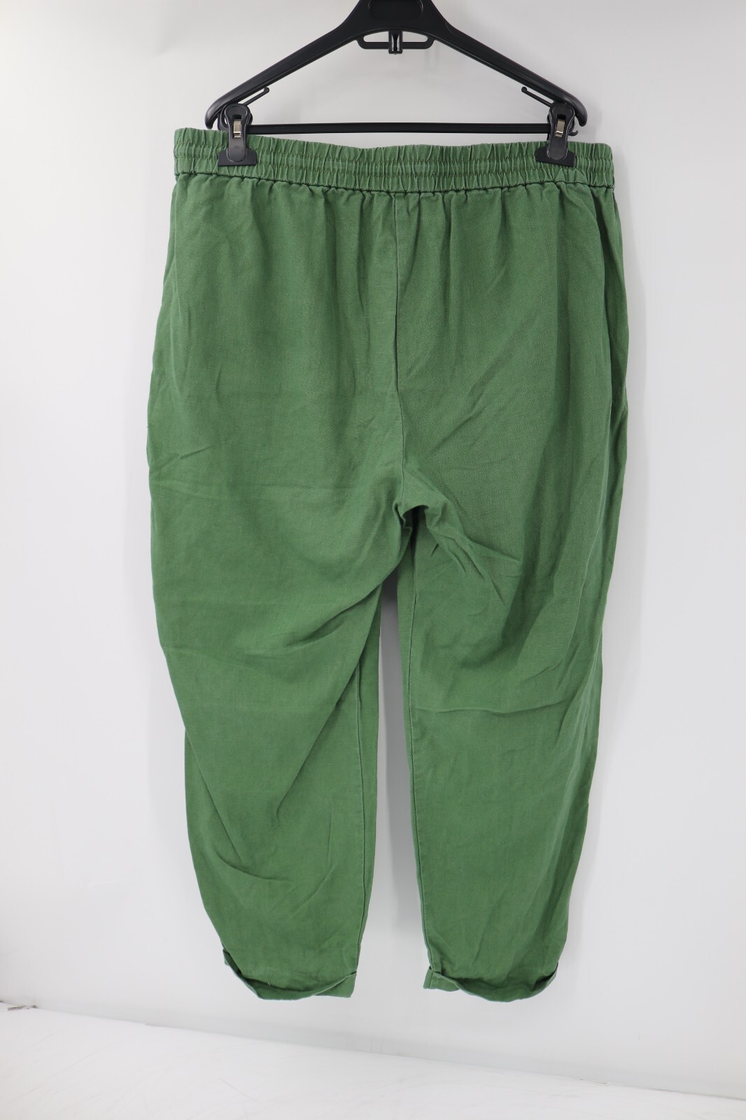J crew pants Womens 16 pull on linen cotton drawstring green cuffed