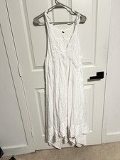 Free People Women’s Size XS Linen Blend Handkerchief Hem White MIDI Dress Spring
