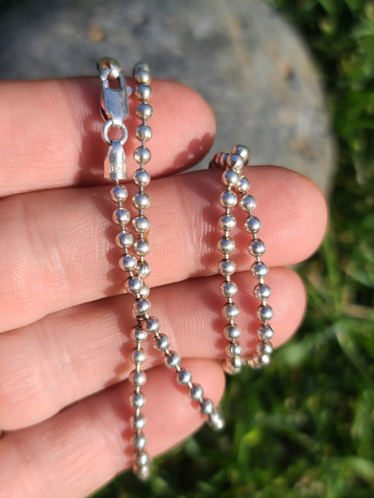 Sterling 925 Solid Silver Large Ball Bead Chain B… - image 5