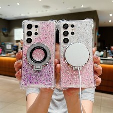 For Samsung Galaxy A17 A16 A15 A37 A36 A57 Shockproof Bling Stand Mag Safe Case