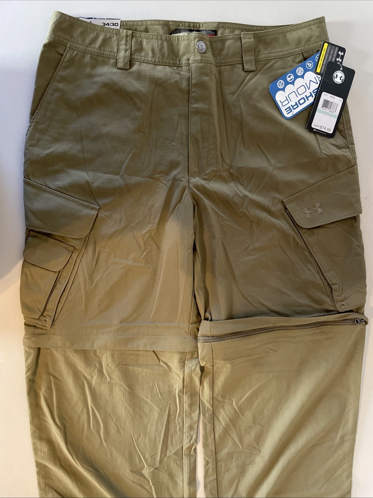 Under Armour Mens 34x30 UA Fishing Covert Tactical Cargo Pants Olive Green NWT