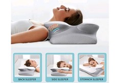 Orthopedic Neck Cervical Pillow Gray Irregular Shape Ergonomic Pain Relief