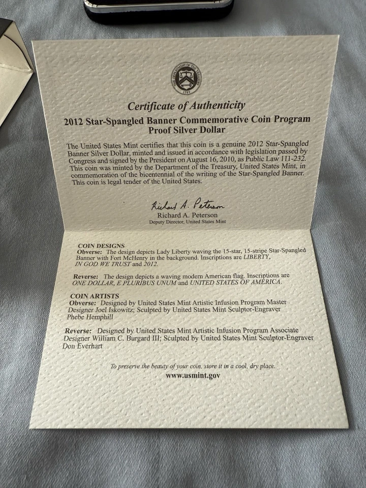 Star-Spangled Banner PROOF Silver Dollar US Mint $1 Coin Box and COA - Image 4 of 4