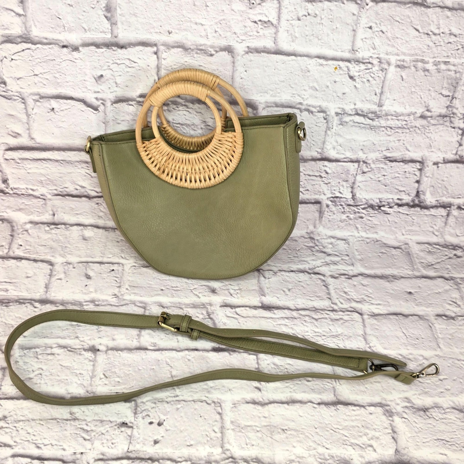 Anthropologie Womens Tote Bag Purse Wicker Handled Boho Crossbody Detachable Str