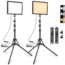LED Photo Video Light 2-Pack, Bi-Color 2800-6500K Dimmable USB LED Continuous...
