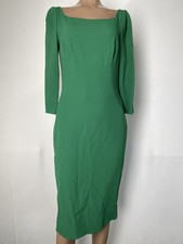 Dolce & Gabbana Womens Midi Dress Green Size 4 Crepe Long Sleeve Light Musk
