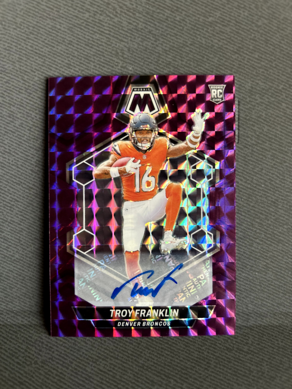 Troy Franklin 2024 Mosaic - Rookie Autographs Mosaic #378 Purple Prizm 41/49