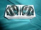 Elevated Feeding Station Small Dog/Cat Distressed Metal 2 stainless steel bowls — photo 4