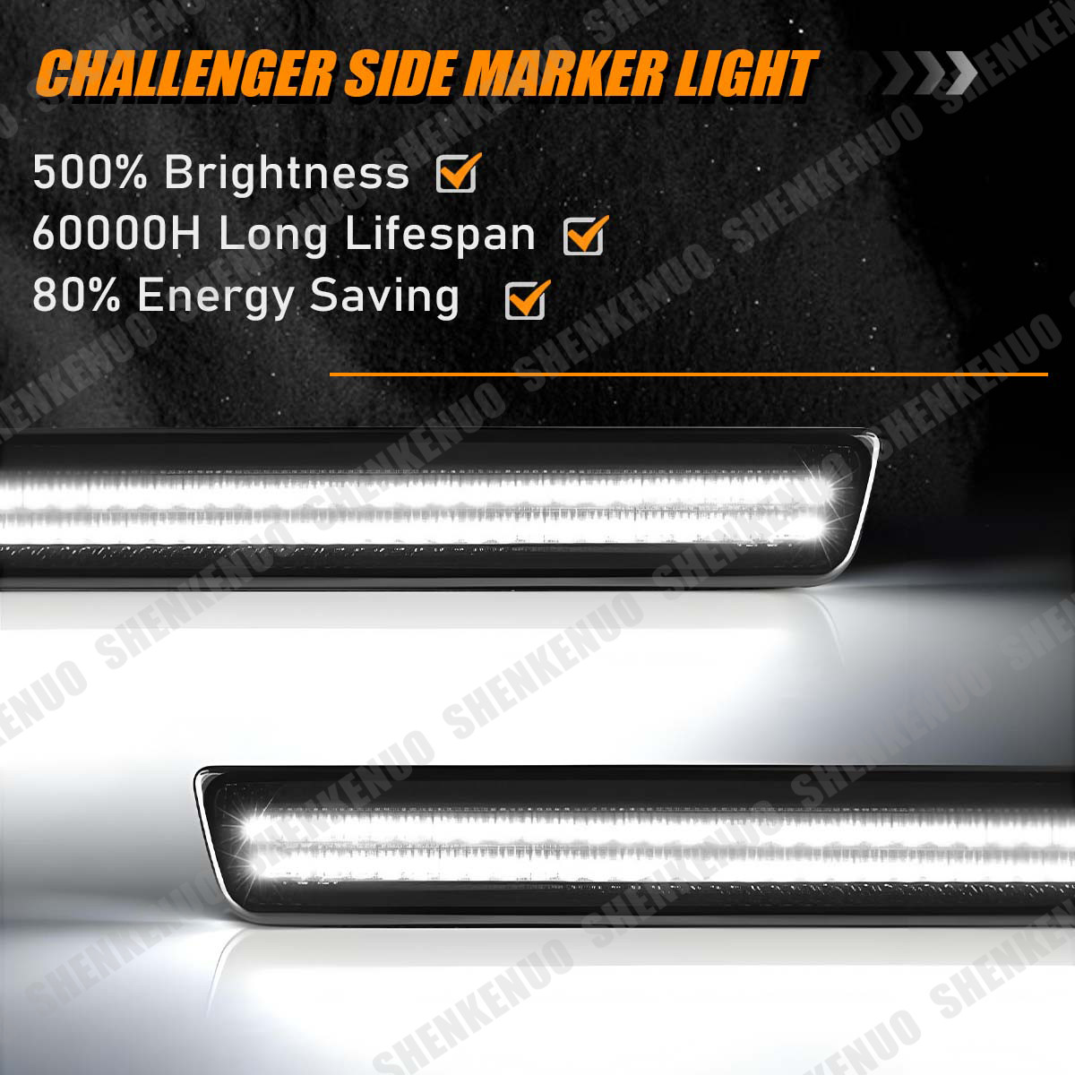 For 2015-2023 Dodge Challenger Front Rear Fender LED Side Marker Light Set 4PC