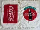 LOT 2! Vintage Coca-Cola Enjoy Coke Golf Towel Red White Cotton W/ Ring