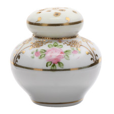 Victorian Era Unmarked Porcelain Single Salt Shaker Gilt Rose 043 2 1/2" Tall