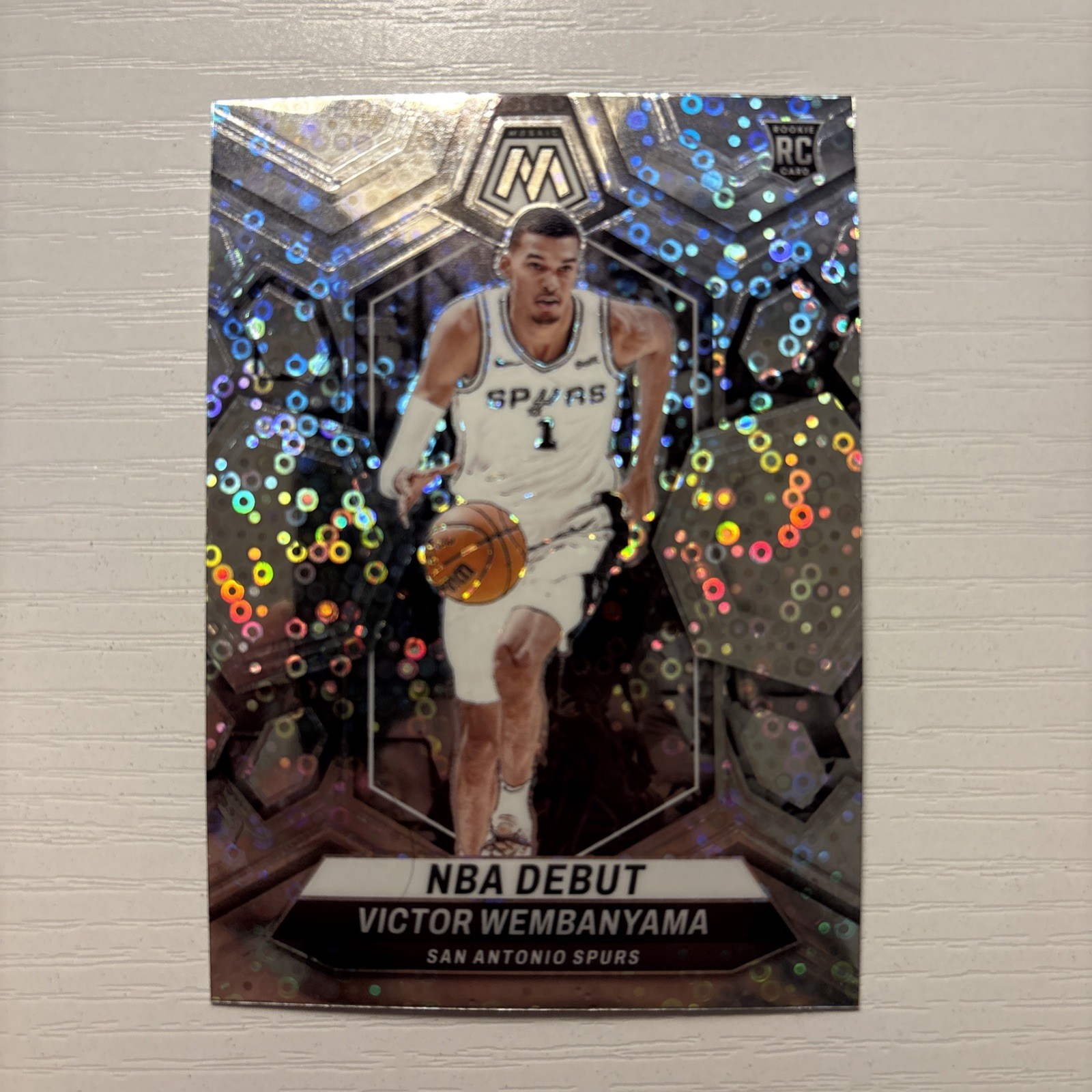 2023-24 Mosaic Fast Break Victor Wembanyama #257 Silver Disco Prizm NBA Debut RC