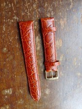 Cinturino orologio pelle marrone chiaro vitello Seiko 18mm con fibbia oro.Lunghezza 18CM NOS