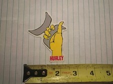Hurley Surfboards Board Shorts Yellow Grey Hand Logo H1 Vintage Surfing STICKER