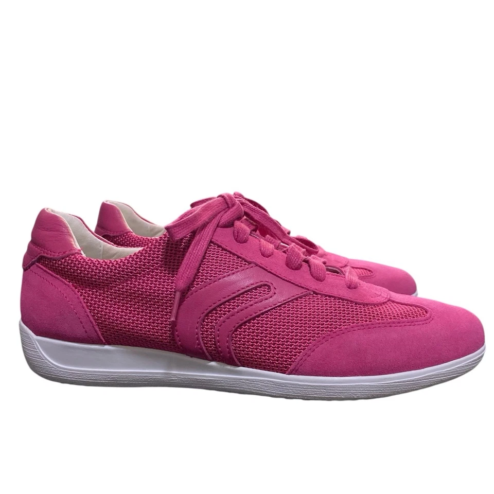 Geox Respira Mujer Parte Superior Baja Retro Delgada Rosa Gamuza Zapatilla Corredores Bajo Perfil 10 Foto 4 de 4