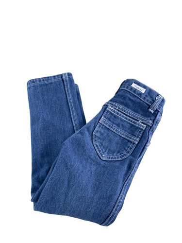 VINTAGE Britania Jeans Boys Blue Denim Straight Leg Contrast Stitch