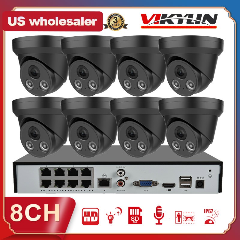 4mp Ip Camera Mic Ir Security Outdoor Black Lot