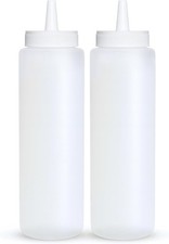 Condiment Squeeze Bottles, CLEAR 8 OZ Empty Squirt Bottle with Wide Neck - Great