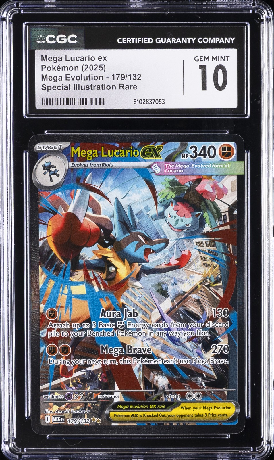 2025 POKEMON MEGA EVOLUTION #179 MEGA LUCARIO EX CGC 10 GEM MINT