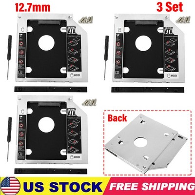 New 12.7mm For SATA 2nd SSD Hard Drive Caddy Bracket DVD/CD-ROM Optical Bay 3X