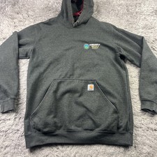 Carhartt Men's Medium Hoodie Sweatshirt Loose Fit Midweight Gray TS0121-M Logo