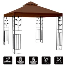 10'x10' 2 Tier Patio Gazebo Canopy Top Replacement Outdoor Sunshade Tent Cover