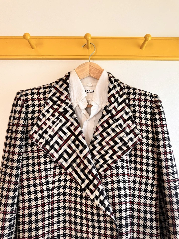 Chaqueta Blazer Abrigo Pata de Gallo Cuadros Vintage Años 80 Ungaro París Francia Lana Foto 3 de 4