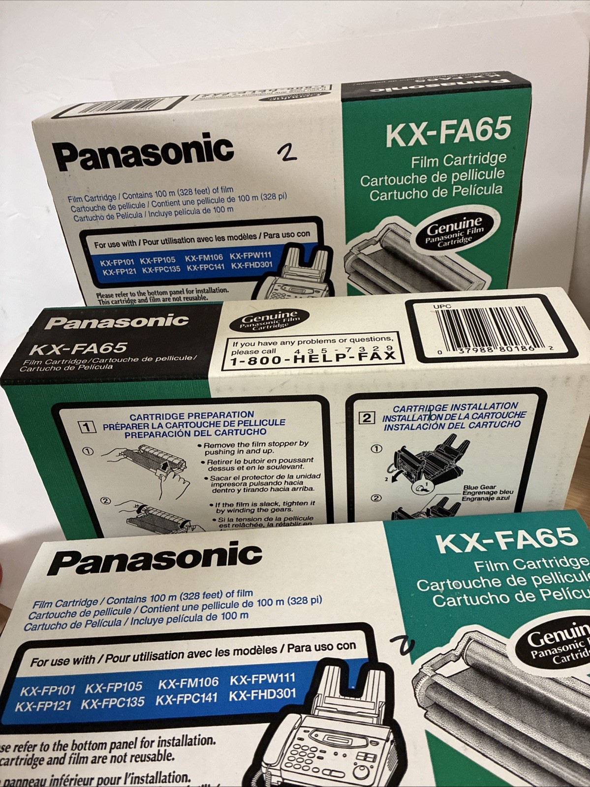 3 Panasonic KX-FA65 Fax Machine Film Cartridge Toner Replacement KXFPC141 In Box